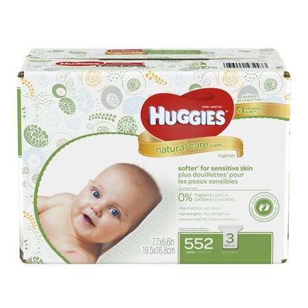 Huggies Natural Care Baby Wipes, Unscented, 3 Refills (552 count)