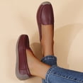 thumbnail image 4 of Rokment Women's Protective Toe Walking Shoes Comfortable Leather Slip on Flat Loafers Orthotic Non Slip Work Fashion Sneakers Wine Size 7.5, 4 of 7