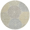 thumbnail image 2 of 8' Beige Brown And Gray Round Geometric Washable Indoor Outdoor Area Rug, 2 of 5