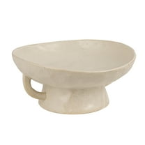 Creative Co-Op Stoneware Footed Pedestal Bowl with Handles, Reactive Glaze, White