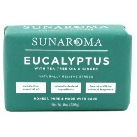 Sunaroma Eucalyptus With Tea Tree Oil & Ginger Soap Bar 8 oz - (Pack of 6)