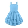 thumbnail image 4 of BCSIOAOI Toddler Girls Dress,Sleeveless Tiered Ruffle Hem Solid Casual Summer Dress Blue 4-5t, 4 of 8