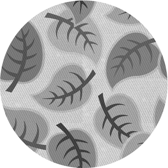 Ahgly Company Indoor Round Patterned Platinum Gray Area Rugs, 5' Round