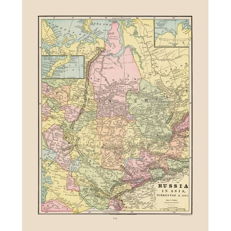 International Map Russian Empire In Asia Cram 1892 23 X 28 46