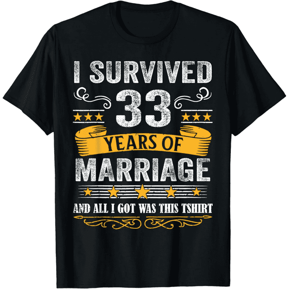 33rd Wedding Anniversary shirt Couples Husband Wife 33 Years Mens T-Shirt100% cotton