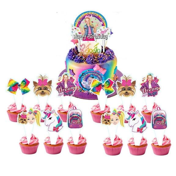 JOJO Siwa Cake Topper CupcakeS Set Birthday Party Supplies Decoration Decor Kit