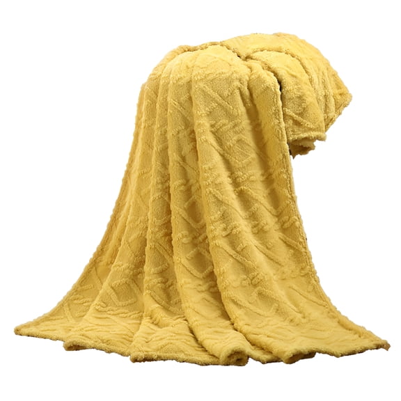 AUQ 2026 New Fleece Bed Blanket King Size Super Soft Fuzzy Plush Warm Cozy Fluffy Microfiber Couch Throw Velvet Double Reversible Luxurious Blankets, Yellow