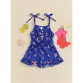 thumbnail image 3 of Suealasg 4th of July Little Girl Cami Jumpsuit 1T 2T 3T 4T 5T Kids Girls Sleeveless Flag Print Spaghetti Strap Romper Shorts Toddler Girls Summer Independence Clothes, 3 of 9