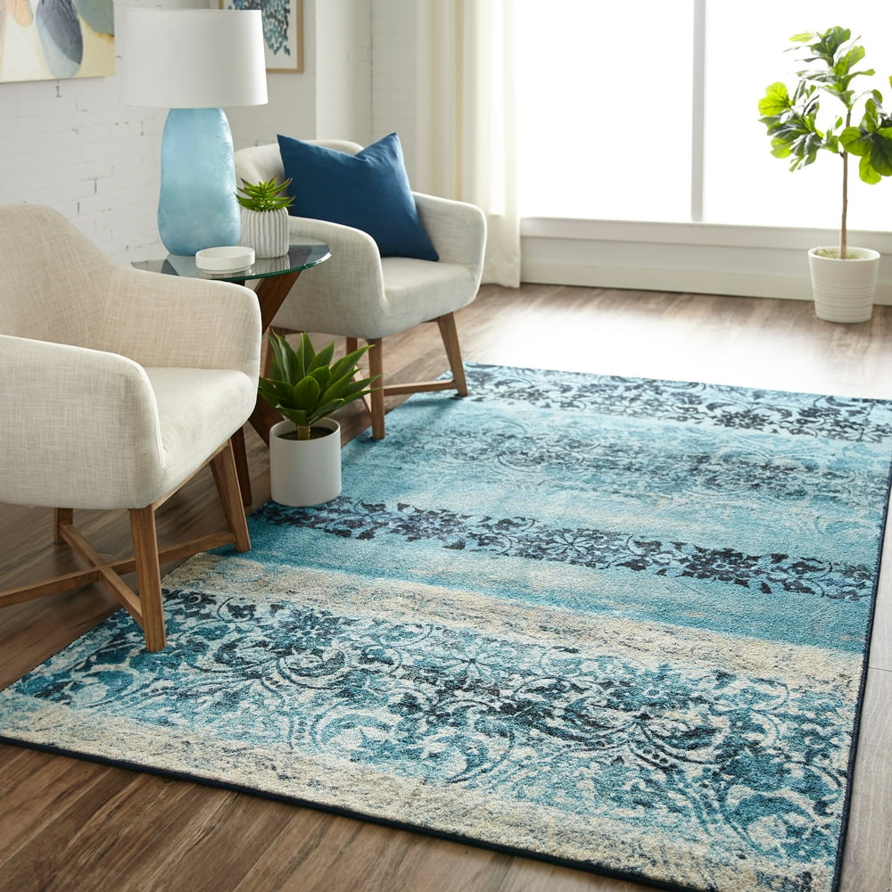 Mohawk Home Prismatic Blurred Baroque Navy Contemporary Floral