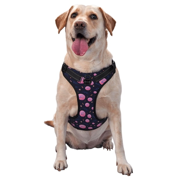 Fotbe Pink Planets And Stars Arnés para Perro con Estampado –Chaleco Ajustable Acolchado con Asa de Control para Perros Grandes-Medium