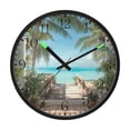 thumbnail image 2 of Voice Activated Clock with Glow Light 12 Inch Large Silent Wall Clock Battery Operated for Home Decor Palm Trees and Ocean, 2 of 8