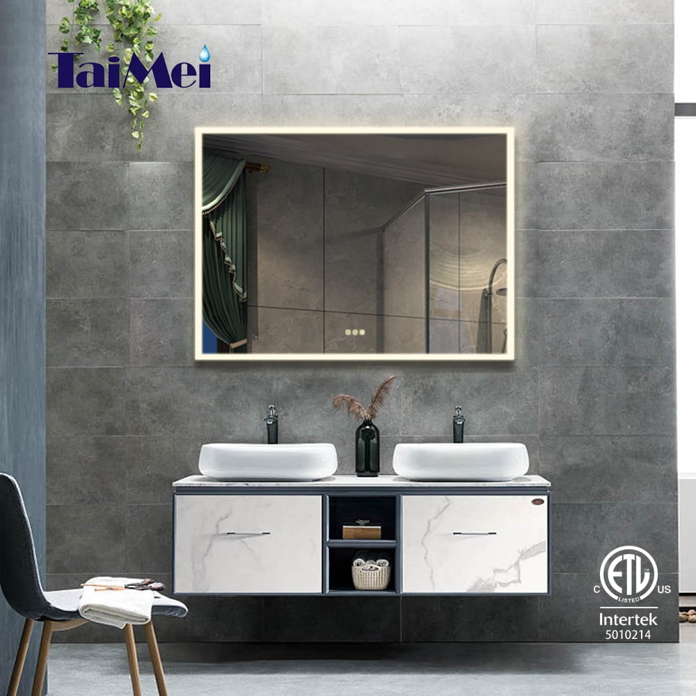 Taimei Frameless LED Light Mirror 48" W x 36" H x 1.5 D(MC04-4836SF2) Beveled edges, Touch Screen power on/off, Defogger, elegant design by FOCA US