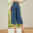 thumbnail image 5 of Lumtrix Womens Wide Leg Capri Pants 2026 Spring Summer Baggy High Waisted Trendy Cropped Trousers with Pockets Navy XL, 5 of 6