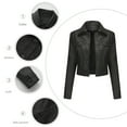 thumbnail image 5 of ChaoHeng Ladies Jackets Lightweight Petite Tops Button Fashion Casual,Womens Solid Color Short Thin Leather Jacket Long Sleeved Casual Jacket(Black,M), 5 of 5