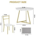 thumbnail image 5 of DSstyles Dining Table Set for 2, Round Kitchen Table and Chairs for 2, Modern Dining Room Table Set with 2 Metal and Wood Chairs, Kitchen Table Set for Small Space, Apartment, Marble White and Gold, 5 of 10