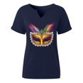 thumbnail image 5 of Uootdi Mardi Gras T Shirts for Women Carnival Graphic V Neck Short Sleeve New Orleans Mardi Gras Party Outfits Spring Going Out Tops Gift, 5 of 7