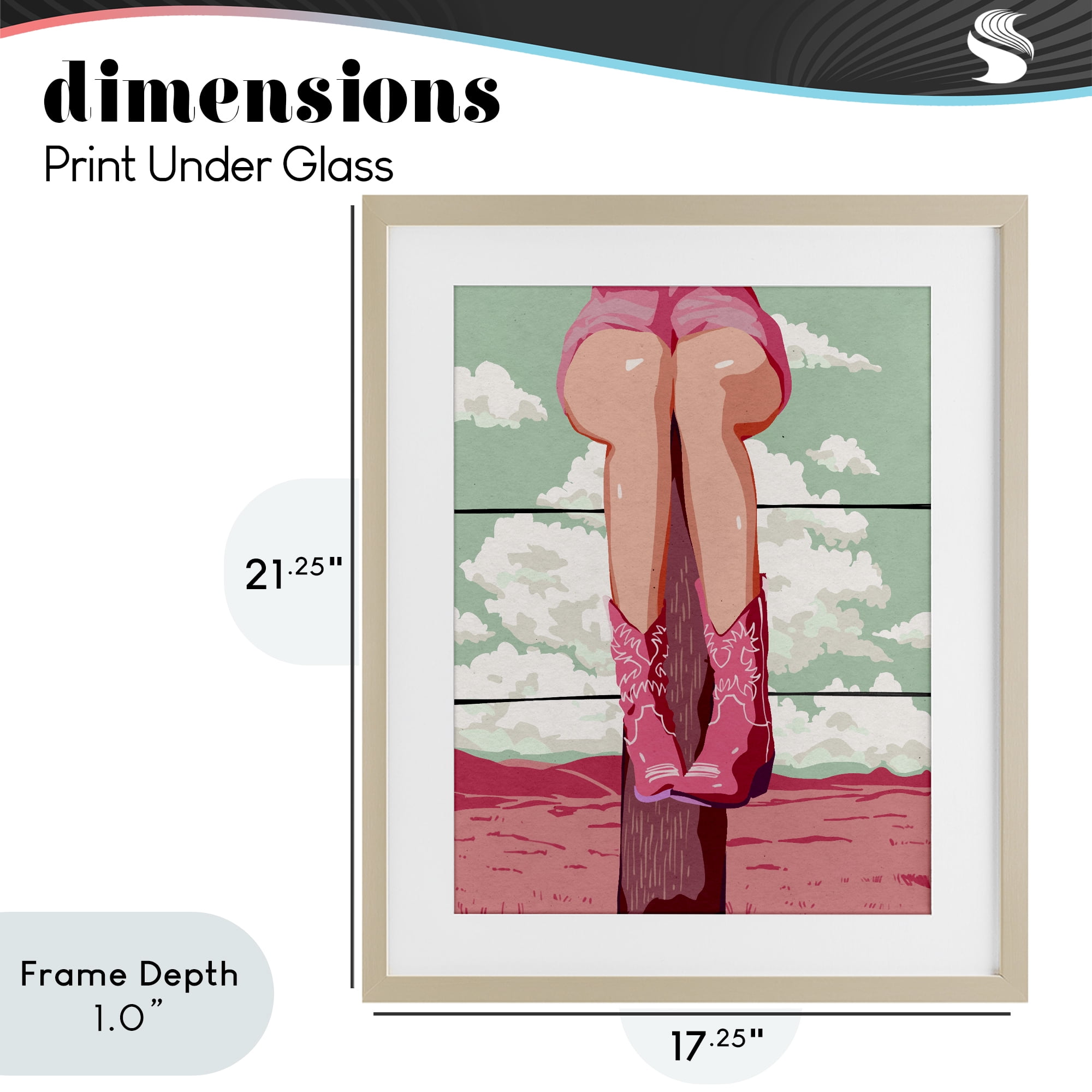 Stupell Industries Cowgirl on Fence Post Birch Framed Print Under Glass, design by Ziwei Li