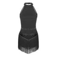thumbnail image 4 of Haitryli Women Sleeveless Solid Gymnastics Leotard Cut Out Back Glitter Rhinestone Bodysuit Black L, 4 of 7