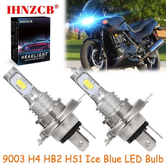 IHNZCB for Kawasaki Ninja EX250 EX500 ZX600 ZX750 ZX750F - 2X HS1 9003 H4 HB2 LED Headlights Bulb 55W Ice Blue YTL,Motorcycle Light,Y56