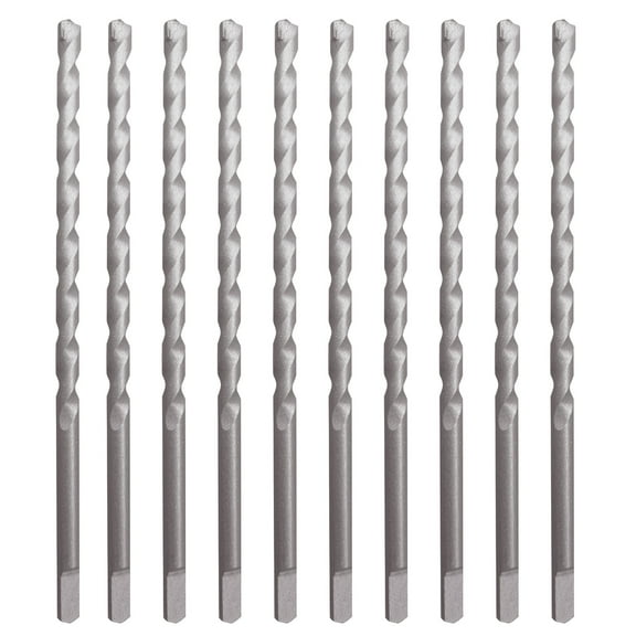 Max-Craft Masonry Drill Bit Set Carbide Tip Flat Shank Drill Concrete Stone 10Pcs 5/32" x 5.5"