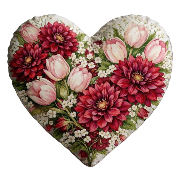 SLYNSHome Heart Pillow Flower Printed Soft Heart Shaped Pillow Decorative Throw Pillows for Bed Couch Chair Sofa Throw Pillow Cushion