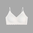 thumbnail image 2 of Womens Wire Free Bra, Full Coverage V Neck Medium Support Bra with Spaghetti Straps, Lounge Comfort Bra | VerBelle,Beige L, 2 of 7