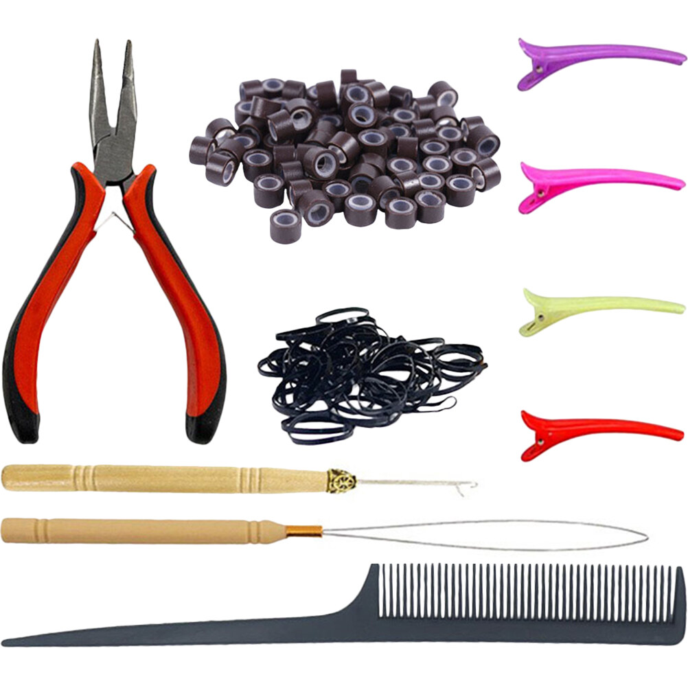 1 Set Hair Extension Tools Kit Hair Extensions Beads Hair Threader