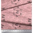 thumbnail image 2 of Soimoi Pink Cotton Duck Fabric To Travel Is To Live Text Printed Fabric 1 Yard 56 Inch Wide, 2 of 2