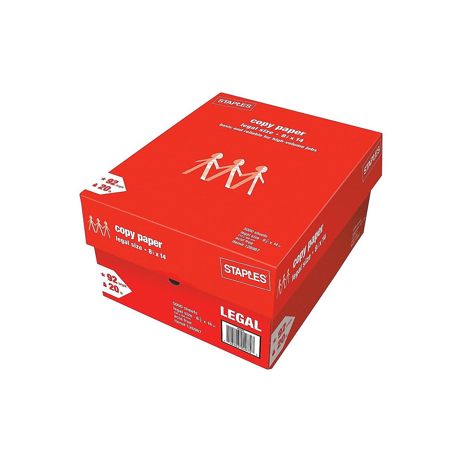 Staples 8.5" x 14" Copy Paper 20 lbs. 92 Brightness 500/Ream 10 Reams