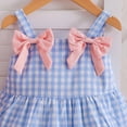 thumbnail image 5 of SGFCWSX Girls Summer Dress Spaghetti Strap Gingham Bow Front Tiered Ruffle Casual Beach Playwear Party Dress Blue Size 6-9 Months, 5 of 7
