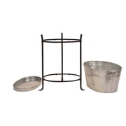 Madhus Collection Oval Galvanized Steel Pebbled Texture Beverage Tub, Rust Proof
