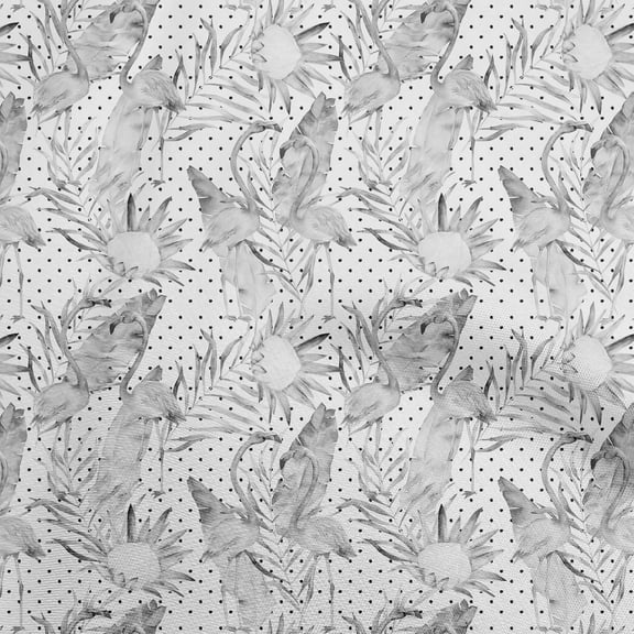 oneOone Polyester Spandex Gray Fabric Tropical Flamingo Dress Material Fabric Print Fabric By The Yard 56 Inch Wide