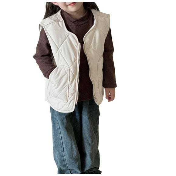 Dagugfen Gilets d'Hiver pour Filles Vestes Sans Manches en Coton Doublé de Polaire Confortables et Chaudes pour Garçon 8-15 Ans