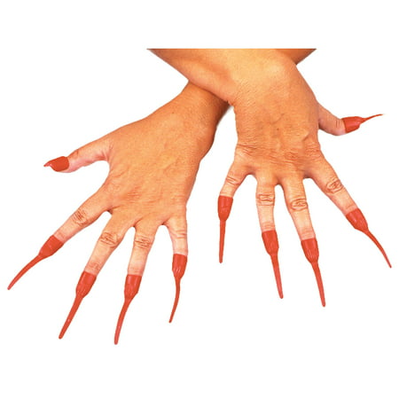 Morris Costumes Devil Plastic Nails Soft And Flexible Red, Style