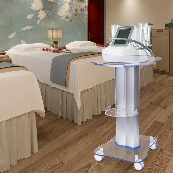 Miumaeov Esthetician Cart Acrylic Pedestal Rolling Cart Multil-Function Salon Trolley Cart with Wheels Beauty Instrument Tray Rolling Cart Load 88lbs for Esthetician Salon Spa