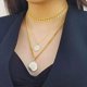 thumbnail image 3 of 18K Gold Moon Star Lion Evil Eye Colgante Collar Medallón Oval Link Gargantilla Layering Jewery para Mujeres Niñas Dainty Gargantilla Colgante Collar Moneda Sailing Electrónica, 3 of 4