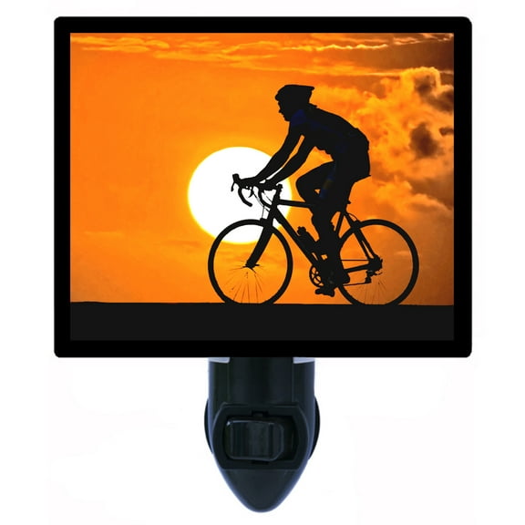 Night Light - Sunset Ride. | Cycling Theme, Includes Free Switchable Insert, 4W Bulb, E12 Base