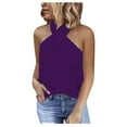 thumbnail image 2 of tarylea Tank Tops for Women Sleeveless Cross Front Zipper Back Halter Tops Casual Summer Dressy Cute Blouse Tops, 2 of 6