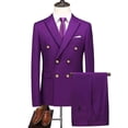 thumbnail image 7 of 2023 Fashion  Men‘s Leisure Boutique Double Breasted Solid Color Suit 2 Piece Set Drees Blazers Jacket Pants Trousers Two Pcs, 7 of 7