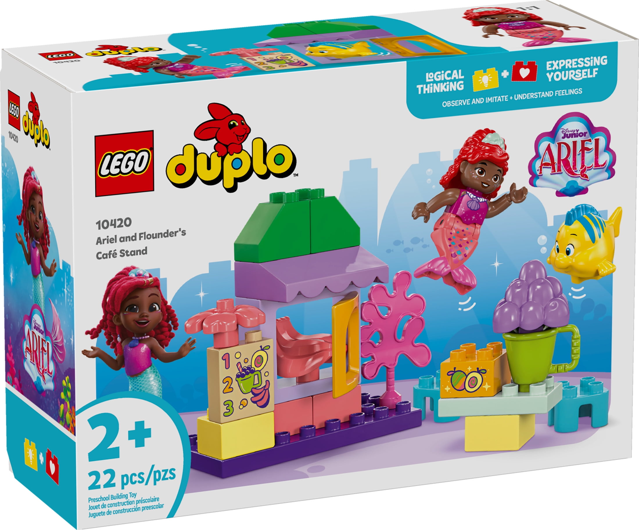 LEGO DUPLO Disney Ariel and Flounder’s Café Stand, The Little Mermaid Toys, Kids Learning Toy, 10420