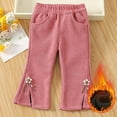 thumbnail image 2 of hotojiny Toddler Baby Girls Corduroy Pants Comfy Bell Bottom Pants Cute Fashion Fleece Lined Warm Flared Trousers, 2 of 7