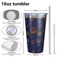 thumbnail image 4 of 16oz Tumblers Halloween Doodle Icons Pattern Stainless Steel Vacuum Insulated Double Wall Travel Tumbler Cups Mug with Lid and Straw,Cleaning Brush for Coffee,Tea, 4 of 4