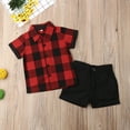 thumbnail image 6 of 1-5Y Summer Toddler Kids Baby Boy Sets Gentleman Clothes Red Plaid Shirt Tops Shorts Pants Formal Outfit, 6 of 7