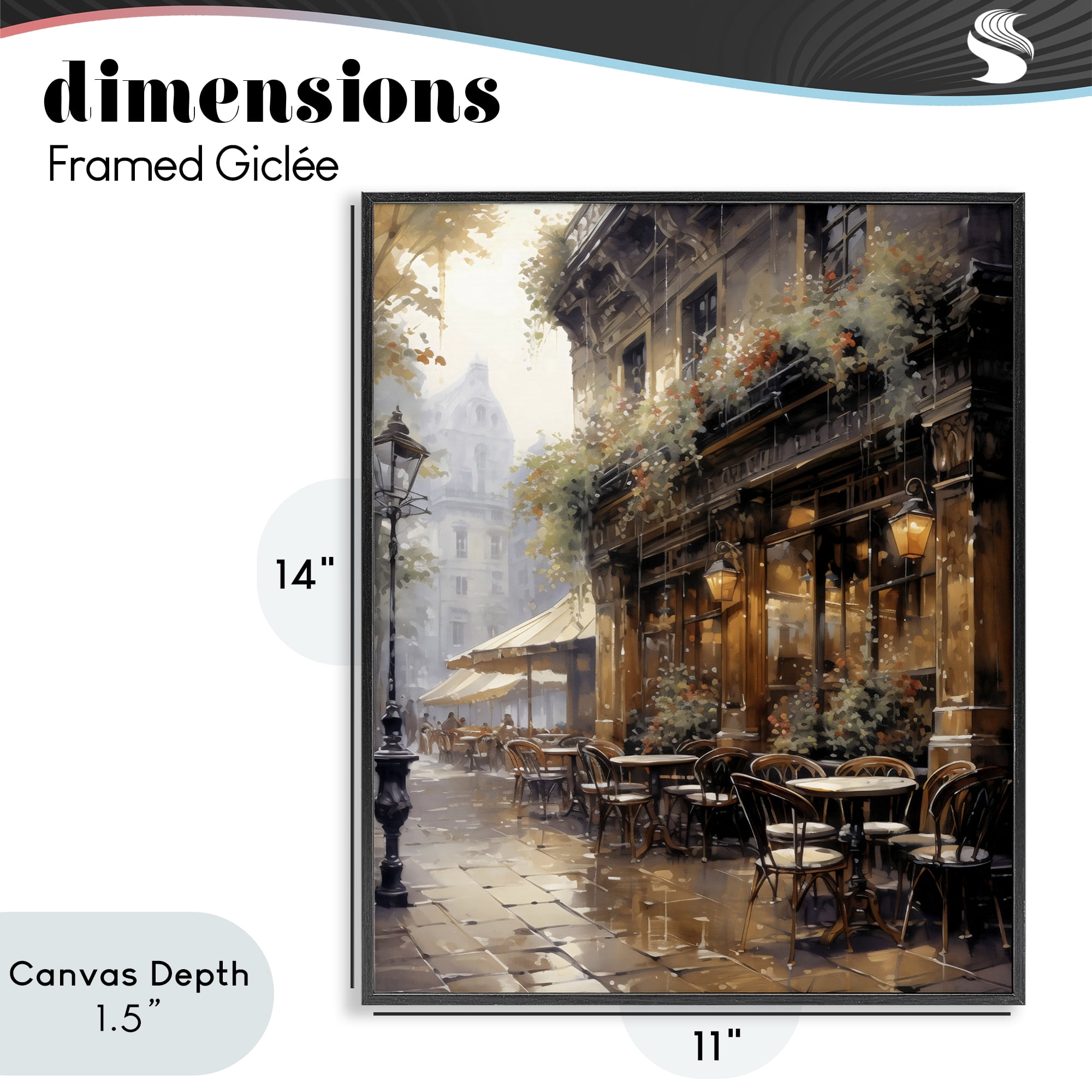 Stupell Industries Paris Street Cafe in Rain Black Framed Giclee Art, design by Creative Studio