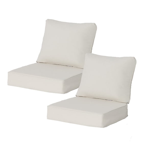 Goodgoods 24" x 24" Indoor & Outdoor Deep Seat Chair Cushions Set of 2, Water & Fade Resistant, Almond