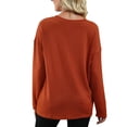 thumbnail image 5 of Defitshape Women's Soft Long Sleeve Tshirt T Shirt Knotted Loose Fit Drop Shoulder Fashion Scoop Neck Long Sleeve Tunic Top Orange 14, 5 of 5