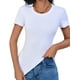 thumbnail image 1 of Tops ACANI básicos acanalados de manga corta para mujer, color blanco, talla XL, 1 of 5