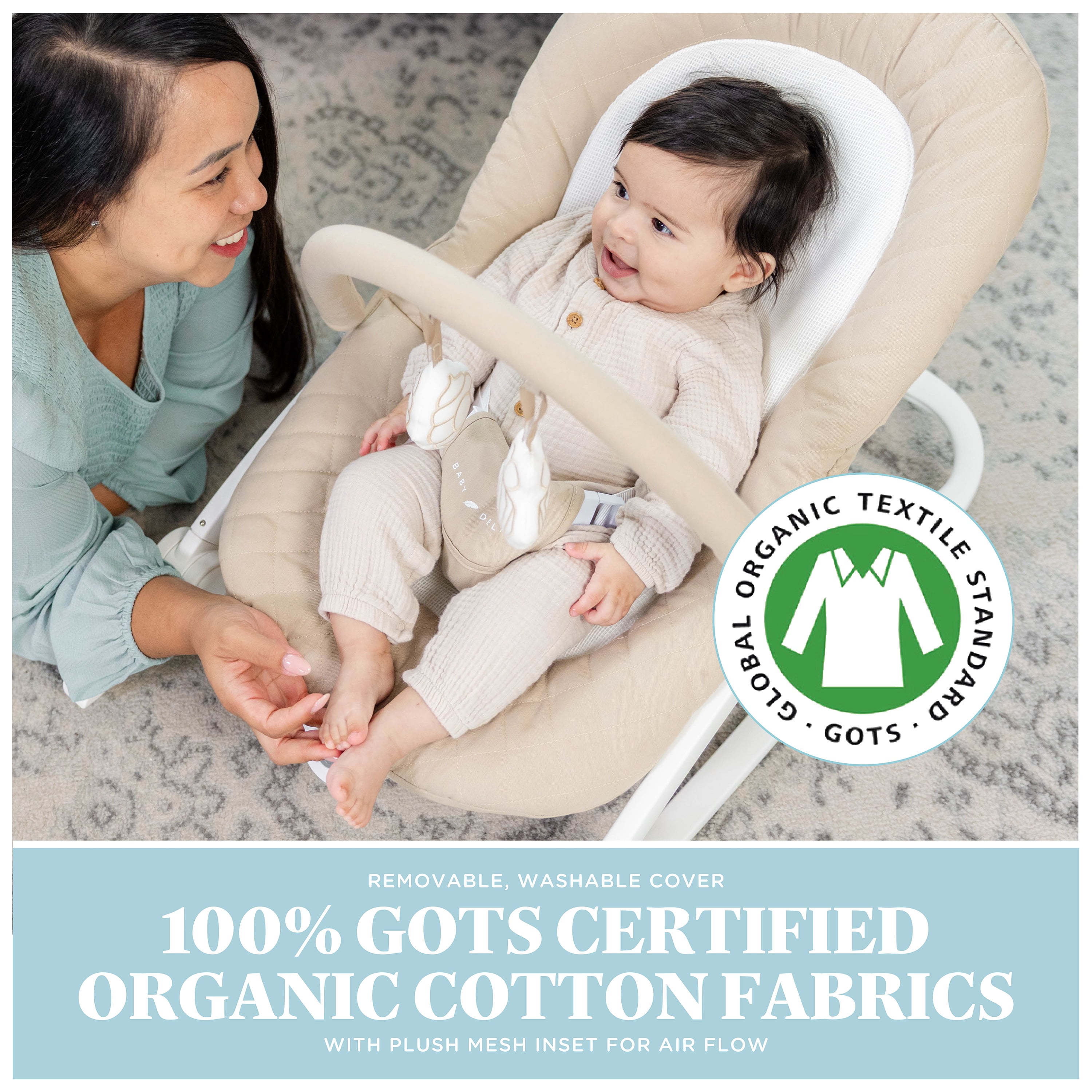 Baby Delight Aura Deluxe Portable Rocker, Organic Oat