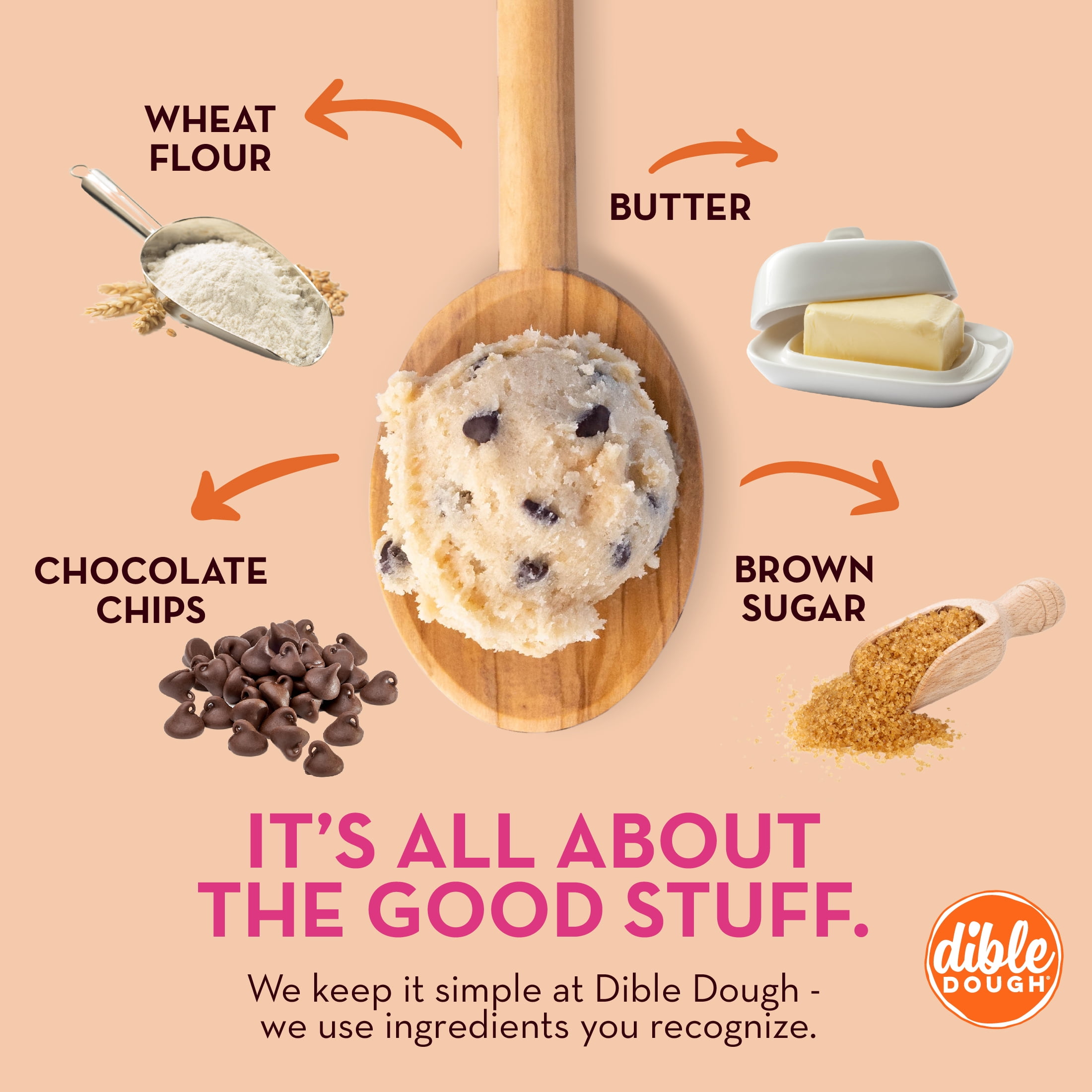 Dible Dough Chocolate Chip Edible Cookie Dough Bar