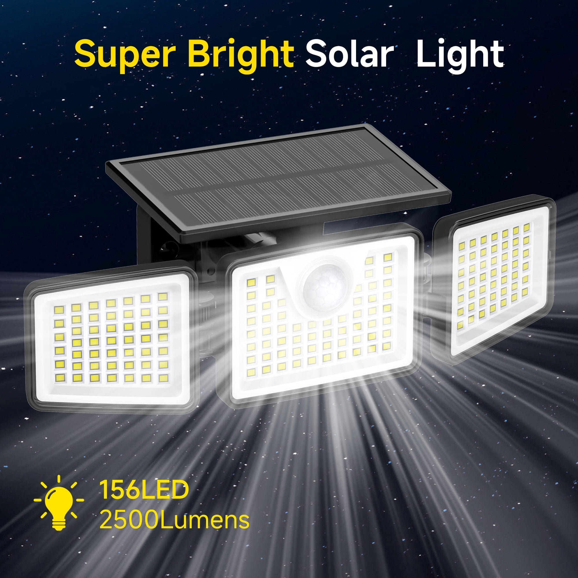 Kapwan Solar Lights Outdoor Waterproof,156LED 2500LM Motion Sensor Security Lights,Solar Powered Outdoor Lights 3 Modes  for Yard,Garage,Patio